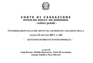 Riforma del processo penale: considerazioni sulle ricadute nel giudizio di Cassazione. Questioni di diritto intertemporale. Riforma del processo penale: considerazioni sulle ricadute nel giudizio di Cassazione. Questioni di diritto intertemporale.