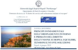 Principi fondamentali dell’ordinamento interno e primato del diritto dell’Unione europea: equilibri, tensioni e nuove soluzioni (Napoli, 4 giugno 2018) Principi fondamentali dell’ordinamento interno e primato del diritto dell’Unione europea: equilibri, tensioni e nuove soluzioni (Napoli, 4 giugno 2018)