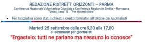 Ergastolo: tutti ne parlano, nessuno lo conosce (Parma, 25 settembre 2018) Ergastolo: tutti ne parlano, nessuno lo conosce (Parma, 25 settembre 2018)