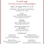Le mafie oggi. Tra nuovi scenari e vecchi paradigmi. (Roma, 24 maggio 2016)
