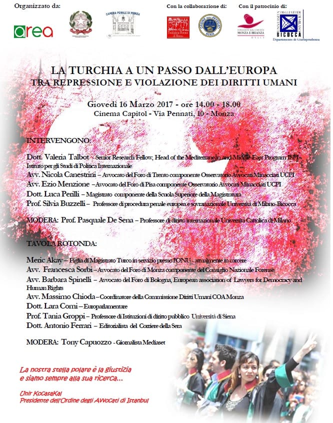 La Turchia a un passo dall'Europa. Tra repressione e violazione dei diritti umani. (Monza, 16 marzo 2017) turchia convegno