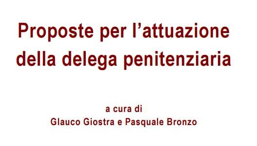 Proposte per l'attuazione della delega penitenziaria