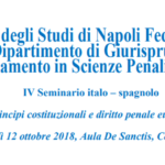IV Seminario italo – spagnolo. Principi costituzionali e diritto penale europeo (Napoli, 11-12 ottobre 2018)