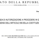 Nave Diciotti: la domanda di autorizzazione a procedere in giudizio presentata nei confronti del Ministro Salvini