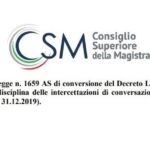 Il parere del CSM sul decreto-legge 161/2019 in materia di intercettazioni