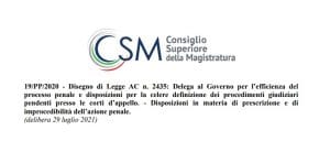 Riforma del processo penale: i pareri del CSM Riforma del processo penale: i pareri del CSM