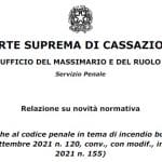 Modifiche al codice penale in tema di incendio boschivo (D.L. n. 120/2021 convertito in L. n. 155/2021) : la relazione del Massimario della Cassazione