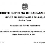 Disposizioni in materia di reati contro il patrimonio culturale (Legge 9 marzo 2022, n. 22): la relazione del Massimario della Cassazione