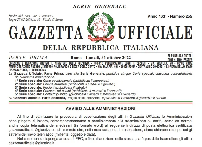 Ordinamento penitenziario, rinvio della riforma Cartabia al 30/12/2022, Covid e rave party (nuovo art. 434-bis c.p.): pubblicato in Gazzetta Ufficiale - ed in vigore da ieri - il decreto-legge 31 ottobre 2022, n. 162 gazz uff 31 10