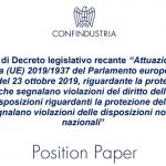 Decreto attuativo della Direttiva Whistleblowing: il position paper di Confindustria