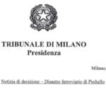 Disastro ferroviario di Pioltello: il dispositivo e il comunicato del Tribunale di Milano pioltello comunicato